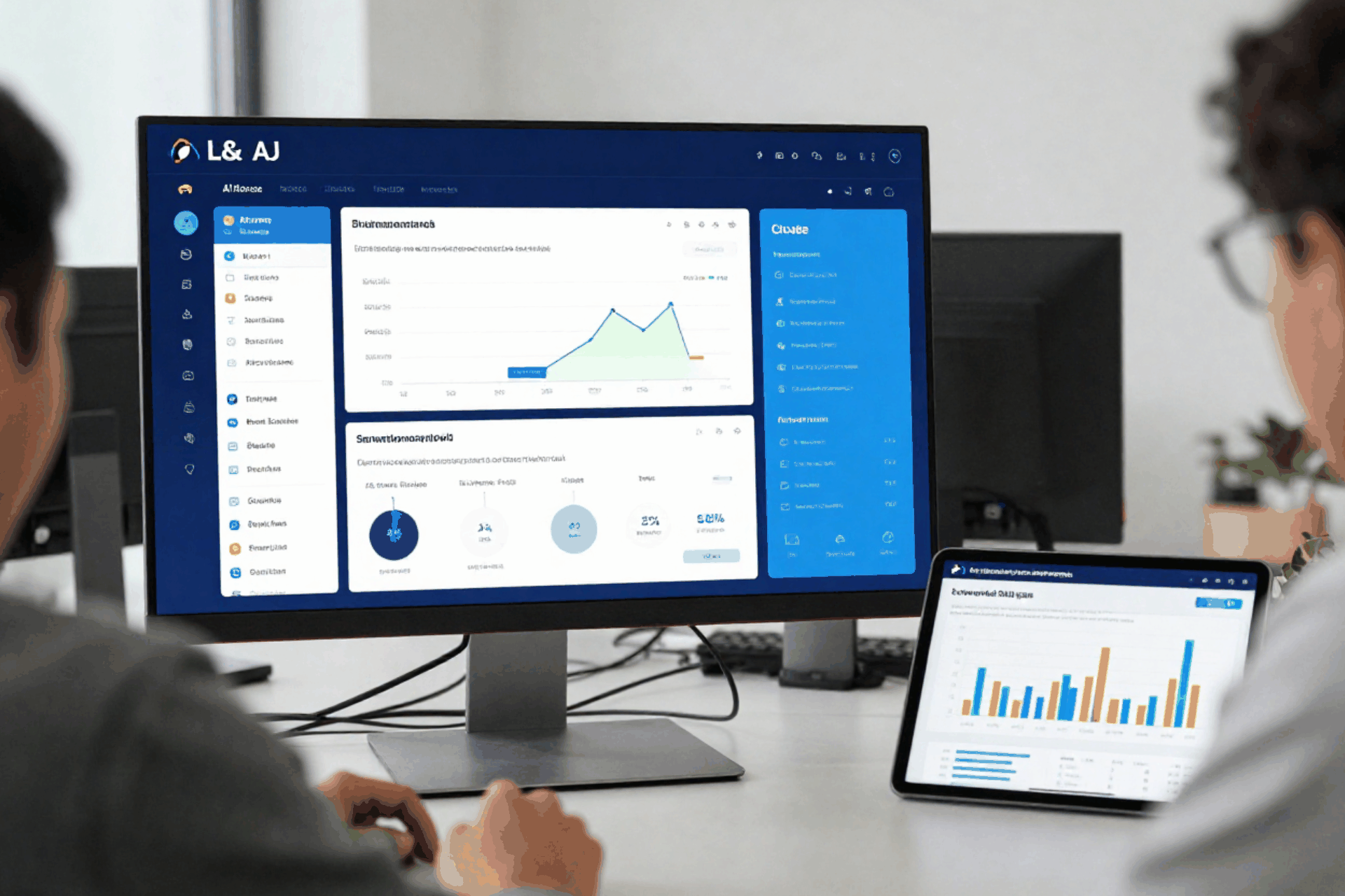 L&D team reviewing real-time skill analytics on the LearniFlex dashboard