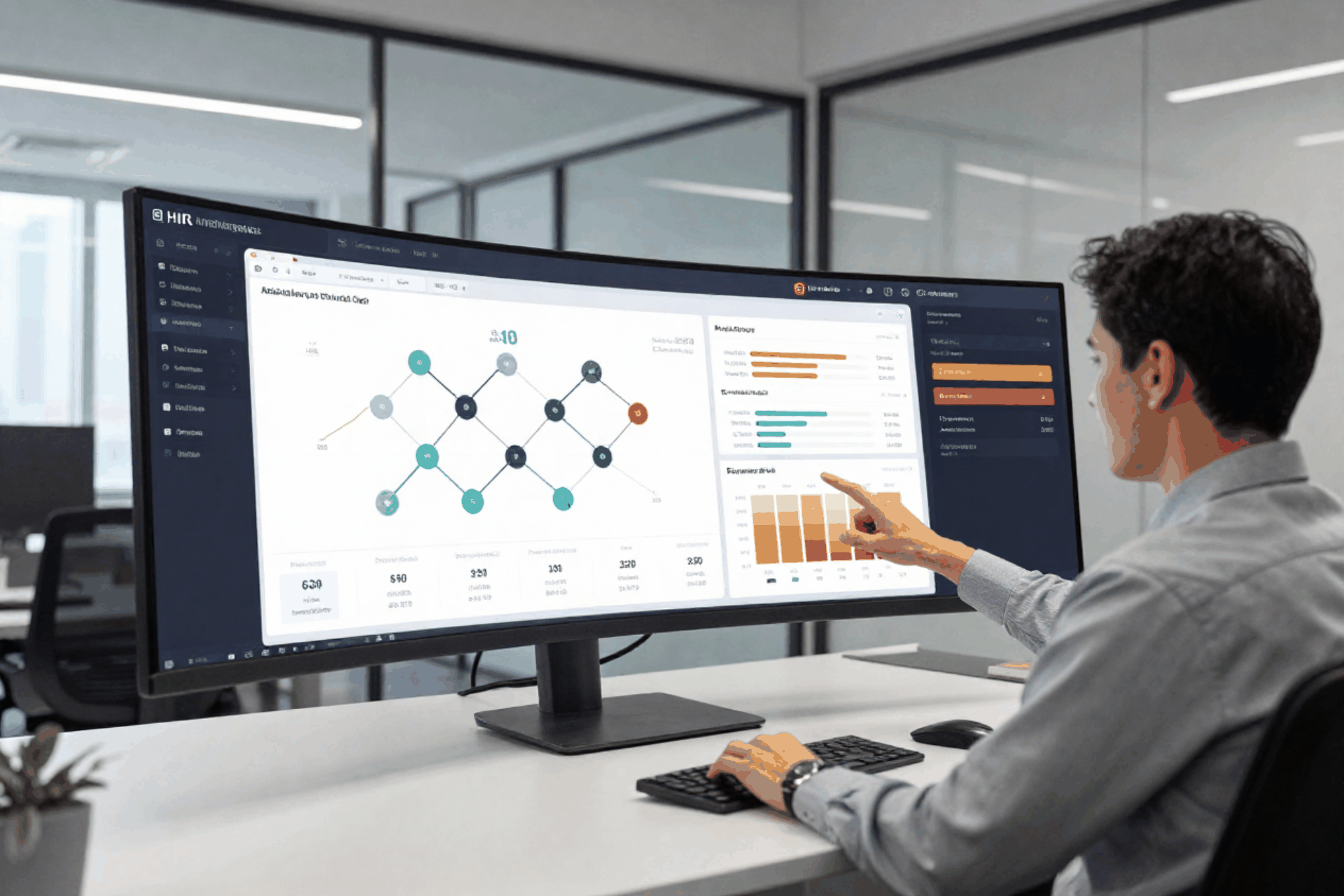 Analyst exploring the LearniFlex org-wide skill graph and gap prediction dashboard